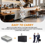 6 Pockets Aluminum Foldable Magazine Rack Floor, Brochure Magazine Display Stand, Brochure Holder, Literature Rack with Carrying Bag for Trade Shows, Exhibition, Office, Retail Store