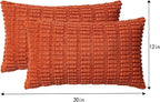 Aegero Pack of 2 Corduroy Decorative Throw Pillow Covers 12x20 InchSoft Boho Striped Pillow Covers Modern Farmhouse Home Decor for Sofa Living Room Couch Bed（Rust）