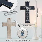 dsjaidh Cross Wall Decor - Black Scripture Wooden Cross For Wall - Gothic Wooden Hanging Signs Christian Easter Decor for Home Office Church Baptism - Christian Gifts for Men Women (Rise) - A06