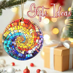 Christmas Ornaments, 2.8 Inch Ceramic Hanging Ornament, Christmas Tree Decorations, Holiday Decorations, Holiday Ornaments, Holiday Party Gifts, and Xmas Gift Ideas - Rainbow Spiral