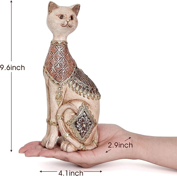 Leekung Cat Statue for Home Decor,Cat Figurine and Sculptures for Shelf Table Desk Bathroom Living Room Bedroom Decor,Vintage Home Décor Accents,Cats Art Themed Decorations,Cats Lover Gifts for Women