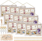 Teling 9 Pack Wood Bulletin Boards with Linen 12''x 16'' Cork Board for Walls with 90 Pushpin Decorative Wood Framed Display for School Office Home Decor (Netural White)