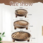 Wood Display Riser Set, 3 Piece Decorative Pedestal Stand, 8/6/5 Inch, Rustic Brown