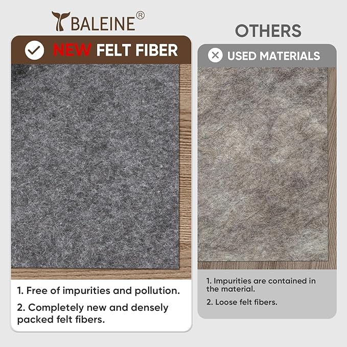 BALEINE Felt Non Slip Rug Pads, Extra Large 1/4" Thick Felt and Rubber Backing, Shock Absorbing Carpet Pad for All Carpets and Hardwood Floors (2x3 Ft)
