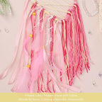 Pretty Jolly Unicorn Dream Catchers for Little Girls Bedroom Handmade Kids Dreamcatcher with Fluffy Pom Poms Feathers&Beads,Nursery Wall Decor for Toddler Girls Room,Children Birthday Gift(Yellow)