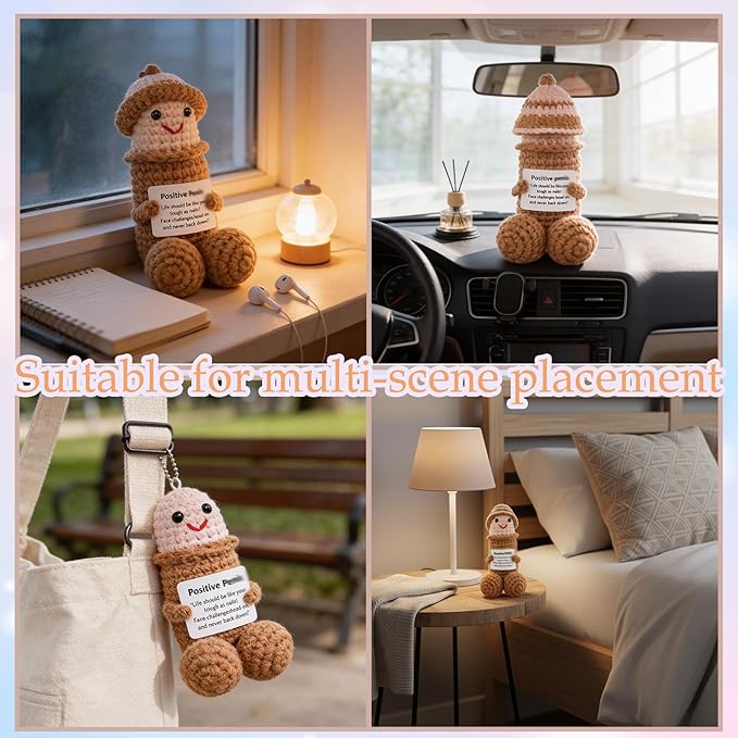 Emotional Support Plush with Removable Hats - Funny Stress Relief Gift for Men and Women Friends , Colleagues, Cute Crochet Office Decor for Office and Home, Unique Birthday Valentine‘s Day Gag Gift