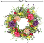 WreathDream Artificial Spring Summer Wreath Peony Wreaths for Front Door with Olive Leaf,Eucalyptus Leaf,Daisy,Lavender for Indoor Outdoor Wall Festival Home Farmhouse Wedding Decor