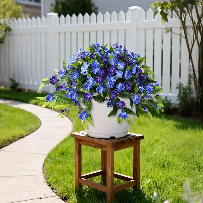 Artificial Flowers for Outdoor, 2 Bundles UV Resistant Fake Plants Decoration Realistic Faux Silk Flowers No Fade Plastic Flowers for Outside Planters Home Porch Patio Yard Garden Decor