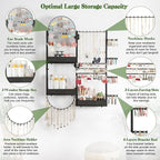 Keebofly Wall Mount Hanging Jewelry Organizer - Large Display Holder for Earrings, Rings, Necklaces, Bracelets, Watches and Perfume - Black