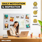 WALLHERO Cork Boards for Walls, Bulletin Boards 59"x36" | 15 Pack | Felt Bulletin Board, Large Cork Board for Office, Wall Protector for Dart Board, Corks Boards, Felt Board Tiles (Gray Marble)