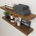BAOBAB WORKSHOP Wood Floating Shelves for Wall 30 Inches Long, Solid Wooden Bathroom Shelf Large, Heavy Duty Wall Shelf 30 Inch Kitchen Bedroom Rustic Farmhouse, Walnut Shelves, 30W × 6.7D, Set of 2
