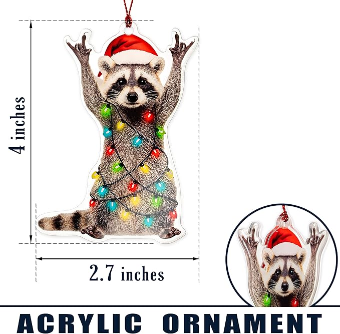 Funny Christmas Ornaments, Racoon Christmas Ornament, Christmas Ornaments 2026, Raccoon Gifts for Women Animal Lovers, Animal Gifts for Friends, Coworker, Raccoon Ornament Christmas Decorations