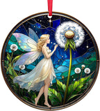 2025 Christmas Ornaments, Christmas Tree Ornaments Acrylic, Faux Stained Glass Effect White Elephant Gifts Exchange, Unique Suncatcher Xmas Stocking Stuffers for Women, Men (Fairy)