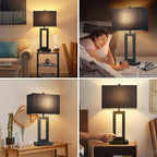 TOBUSA 28’’ Tall Black Lamps for Living Rooms Set of 2, Modern Touch Control Table Lamps for Bedroom, 3 Way Dimmable Bedside Lamps with 2 USB Ports&AC Outlet, High-end Decor Lamp for Home Office