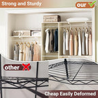 8FT Hanging Closet System, 96 Inch Closet Organizer System with Hanging Rod, Walk In Mounted Closet System, Built-In Clothes Garment Rack with 3 Shelving Towers(Can Be Cut To Fit), Oak