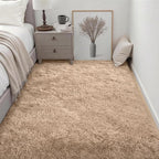 Fluffy 4x6 Area Rugs for Living Room Bedroom: Ultra Soft Shag Rug Non-Slip Non-Shedding Small Plush Bedside Rug Indoor Floor Carpets for Kids Room Playroom Entryway Nursery Dorms Home Decor Beige