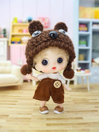 Cute BJD Blind Box,2 Random Poseable Dolls with Handmade Outfits & Crochet Hats,Birthday Gift for Girls,Surprise Mystery Box-Puff Bear Series