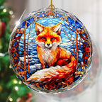 Fox Stained Glass Ornament - Christmas Tree Decor, Fox Ornaments for Christmas Tree, Gift Exchange