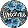 Flower Welcome Metal Sign Vintage Tin Sign Round Sign Aluminum Sign for Farmhouse Kitchen Outdoor Outside Home Backyard Wall Decor 8 Inch