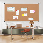 Extra Large Cork Bulletin Board 96" X 48", Silver Aluminum Framed 8'x4' Corkboard for Wall, Wall Mounted Notice Pin Board with 18 Push Pins for School, Home & Office