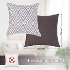 HPUK Decorative Throw Pillow Covers Set of 4 Dark Gray Geometric Design Linen Cushion Cover for Couch Sofa Living Room, 18"x18", Natural