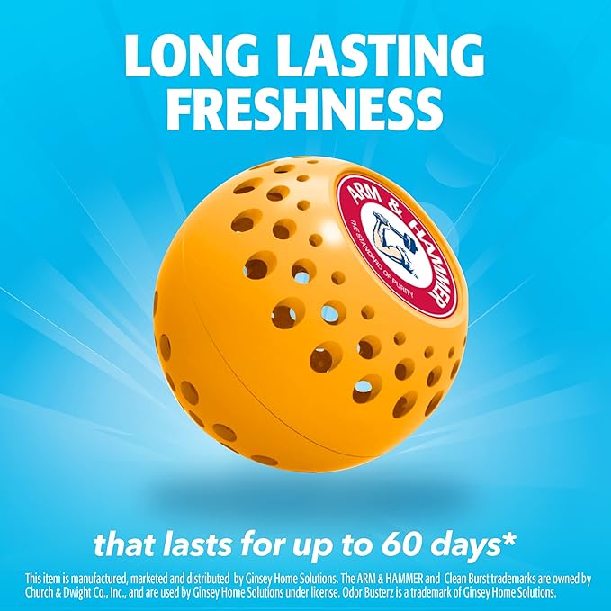 Arm & Hammer OdorBusterz® Odor Eliminator Balls, Clean Burst, 10 Count – Baking Soda Odor Control for Closets, Drawers, Hampers & Small Spaces