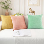 CaliTime Throw Pillow Covers Decorative 26 X 26 Inches Pack of 2 Cozy Chenille Cushion Cases for Couch Sofa Bed Living Room Home Grey Green