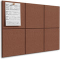 MaxGear Large Cork Board for Wall 36" x 24", Chocolate Brown Bulletin Board, 6 Pack Felt Wall Tiles with Pushpins, Cork Boards for Office Push Pin Board Tack Board Felt Board