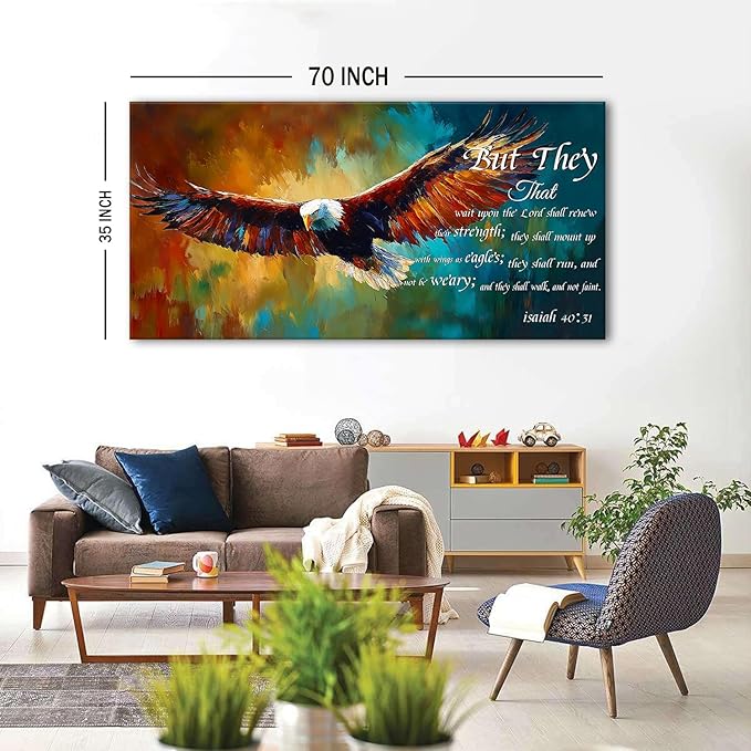Christian Eagle Wall Art Isaiah 40 31 Poster Bible Verse Wall Decor Inspirational Scripture Canvas Prints Painting Religious Biblical Framed Artwork for Bedroom Living Room Home Decoration 35x70