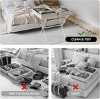 Sumerflos Acrylic Luggage Rack for Guest Room - Foldable Suitcase Stand with Leather Straps for Bedroom Living Room Hotel Heavy-Duty, Holds up to 50-100 lb lightweight Space Saving (Beige & Handle - 2 Pcs)