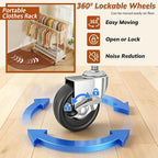 Clothes Rack, Double Rods Clothing Rack, Clothing Racks for Hanging Clothes, Rolling Clothes Rack with Storage Basket & Heavy Duty Wheels, Garment Rack for Bedroom, Laundry Room, White