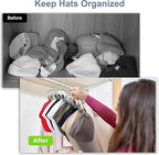Hat Hangers for Closet, Metal Hat Organizer for Baseball Caps 2 Pack Door Hat Racks for Baseball Caps w/ 10 Large Clips, Baseball Cap Hangers for Closet Storage, Fits All Caps