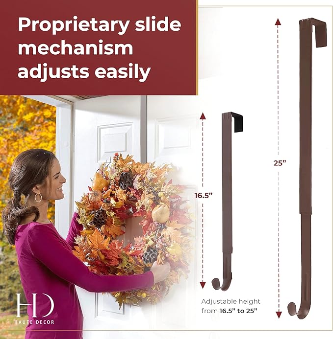 Haute Decor Adjustable Length Wreath Hanger - 20 Lb. Capacity