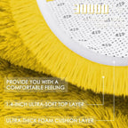 OLANLY Yellow Round Rugs for Bedroom - Machine Washable, 5 ft Circle Area Rugs for Living Room, Soft and Fluffy Shaggy Carpet for Teen Girl and Boys, Nursery Rooms, Dorms, Home Decor Aesthetic