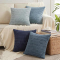Fancy Homi 4 Packs Decorative Throw Pillow Covers for Living Room Couch Bed, Modern Farmhouse Boho Home Décor Accent Cushion Case, 16" x 16", Blue Series