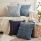 Fancy Homi 4 Packs Decorative Throw Pillow Covers for Living Room Couch Bed, Modern Farmhouse Boho Home Décor Accent Cushion Case, 22" x 22", Blue Series