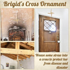 Bucherry St. Brigid's Wall Cross Decor Irish Gift Cross with History Card for Irish Blessing Gift for Celtic Imbolc Decor(Classic Style,8 in,Straw Color)