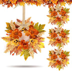 4 Pcs Fall Floral Swags Wreaths Mini Autumn Artificial Candle Rings Wreaths with Berries 3 inch Farmhouse Cabinets Hanging Wreath for Pillar Front Door Porch Wall Window Decoration