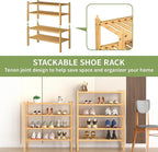 4 Tier (Thick) Bamboo Shoe Rack for Closet Free Standing Wood Shoe Shelf for Entryway Small Space Stackable 27"x12"x28" (Natural)