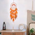 Pretty Jolly Orange Tree of Life Dream Catcher Wall Decor with Luminous Beads Handmade Crystal Stones Dreamcatchers Wall Hanging with Small Butterfly Pendant for Bedroom Wedding Party Wish Gift