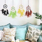 Pretty Jolly Small Evil Eye Dream Catchers Wall Decor Wood Beads Handmade Green Feathers Mini Dreamcatchers Home Decoration Ornament for Car Bedroom Birthday Party