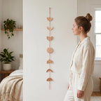 opulinea 32 Inch Hammered Rose Gold Moon Phase Metal Wall Decor, Celestial Hanging Wall Sculpture, Boho Lunar Wall Art for Bedroom, Living Room, Bathroom, Apartment