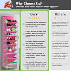 10 - Pocket Over - the - Door Hanging Shoe Organizers & Rack, Made of Sturdy 600D Oxford + Non - Woven Fabric, Space - Saving Storage for Shoes, Boots & More (Pink)