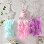 Jetec 3 Pcs Dream Catcher Moon Sun Star Design Handmade Traditional Design Craft Ornament Wall Art Hanging Home Decoration Bedroom Wedding(Sweet Color)