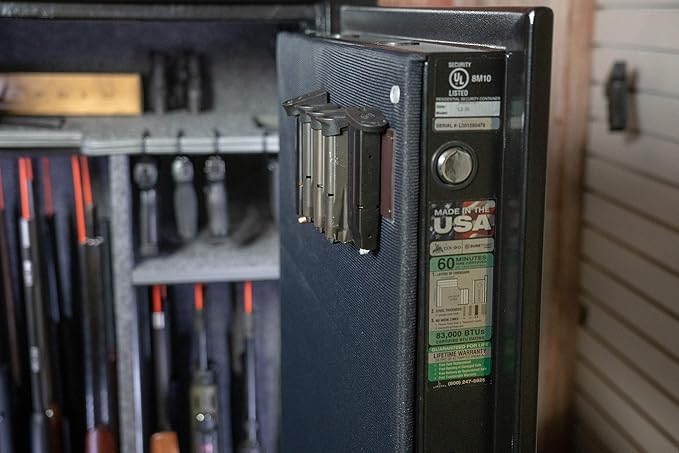 Gun Storage Solutions Magazine Holder - Safe Mag Storage Solution, Desk and Gun Locker Organizer Accessories Mount, Strong Magnet Bar, Gun Rack