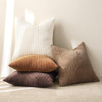 MIULEE Boho Farmhouse Throw Pillow Covers 24x24 Inch Set of 4 Rustic Mordern Neutral Cushion Covers Soft Corduroy Nordic Home Decor for Couch Bed Sofa Living Room Brown
