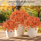 MACTING Artificial Fall Flowers for Outdoors 6 Bundles Faux Mums Outdoor Plants Fake Silk Flowers UV Resistant No Fade for Planters Front Door Porch Patio Home Indoor Outside Autumn Thanksgiving Decor