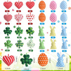 Jutom 108 Pcs Easter Egg Rabbit Ornaments Shamrock Felt Heart Hanging Ornaments Heart Shaped Clover Baubles Shamrock Egg Felt Decoration for Holiday Favor (Lovely)