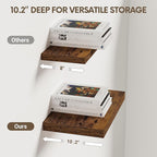 Vivelove 10 Inch Deep Floating Shelves 10 inch Long, 10 x 10 Wide Wall Shelves with Invisible Brackets, for Bedroom Bathroom Living Room Kitchen Office, Farmhouse Home Decor, Set of 2, Rustic Brown