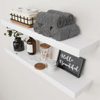 BAOBAB WORKSHOP Wood Floating Shelves for Wall 30 Inches Long, White Solid Wooden Bathroom Shelf Large, Heavy Duty Wall Shelf 30 Inch Kitchen Bedroom Thick, White Finish, 30W × 6.7D, Set of 2